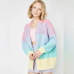 RARE Lazy Oaf Pastel Rainbow Cardigan